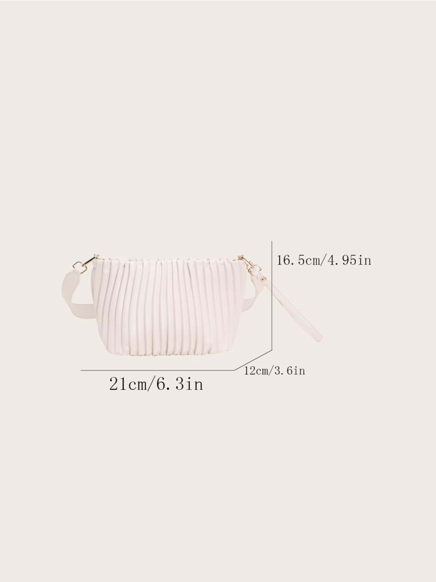 Pleated Snap Button Bucket Bag