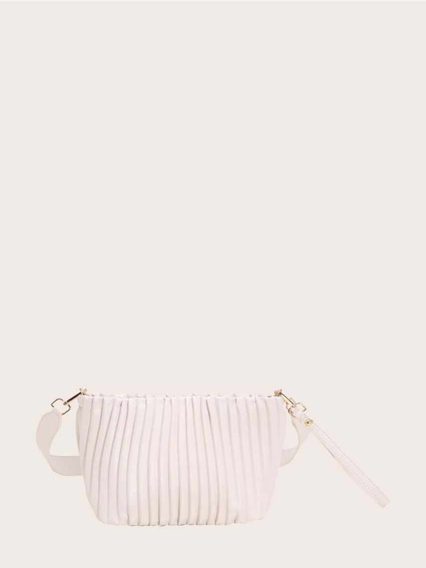 Pleated Snap Button Bucket Bag