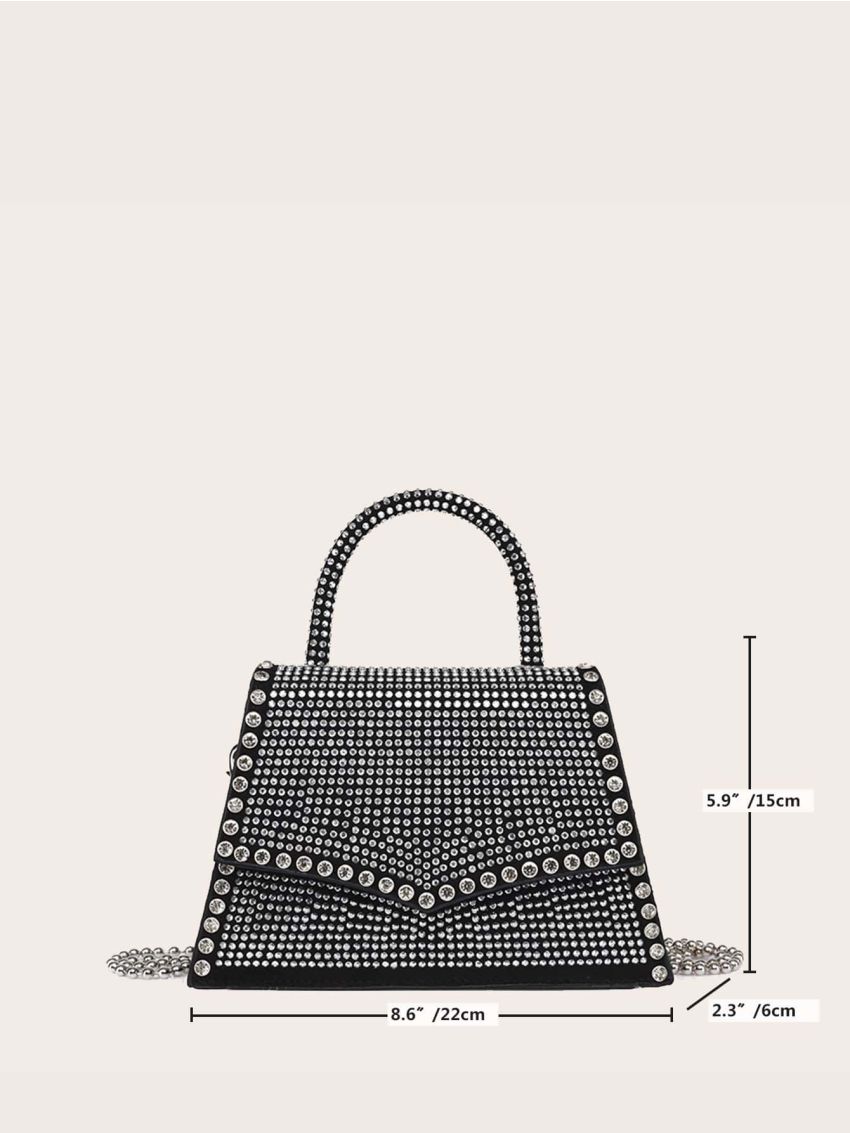 Rhinestone Decor Flap Square Bag