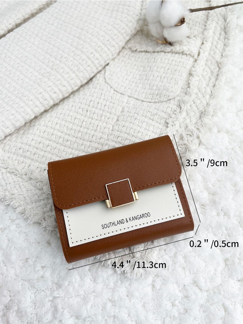Letter Graphic Two Tone Flap Small Wallet