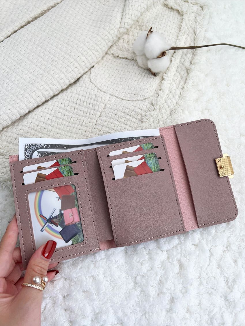 Letter Graphic Two Tone Flap Small Wallet