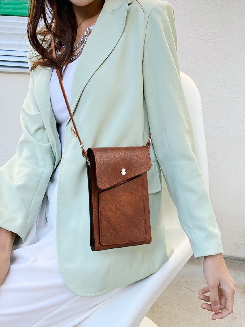 Studded Decor Flap Phone Wallet