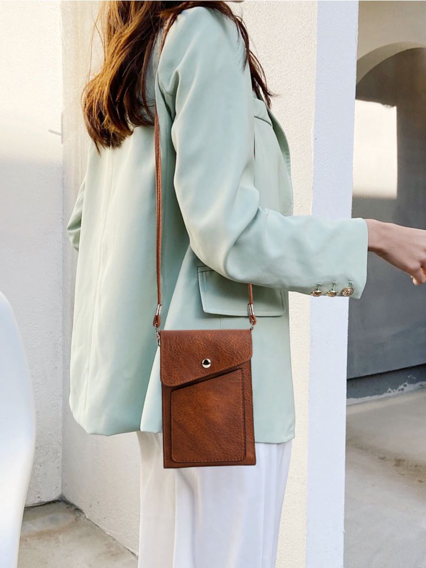 Studded Decor Flap Phone Wallet