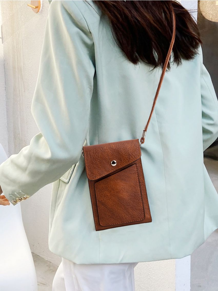 Studded Decor Flap Phone Wallet