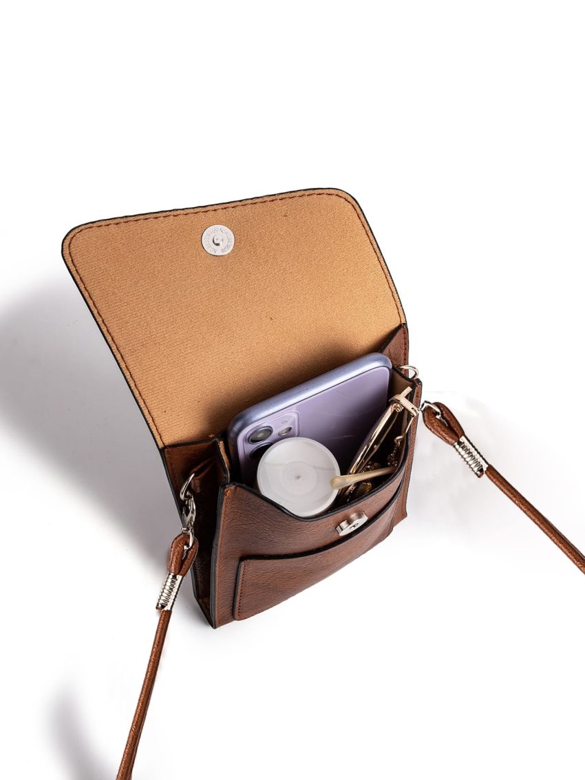 Studded Decor Flap Phone Wallet