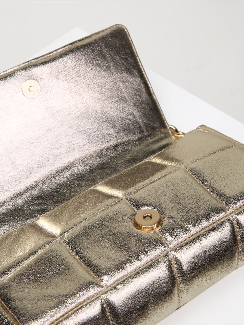 Geometric Embossed Chain Flap Square Bag