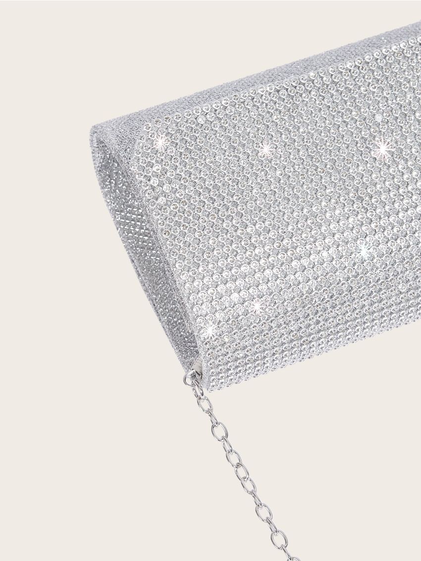 Mini Rhinestone Decor Glitter Clutch Bag