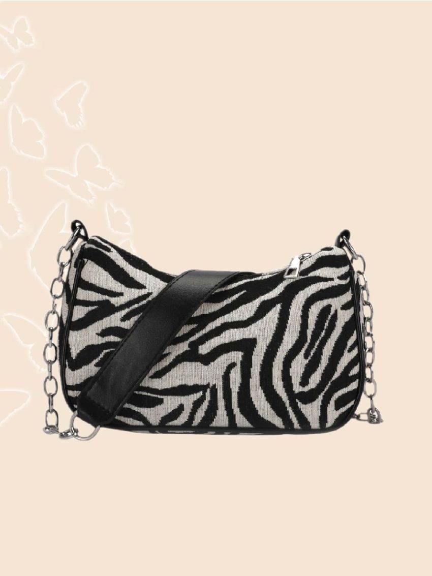 Zebra Striped Baguette Bag