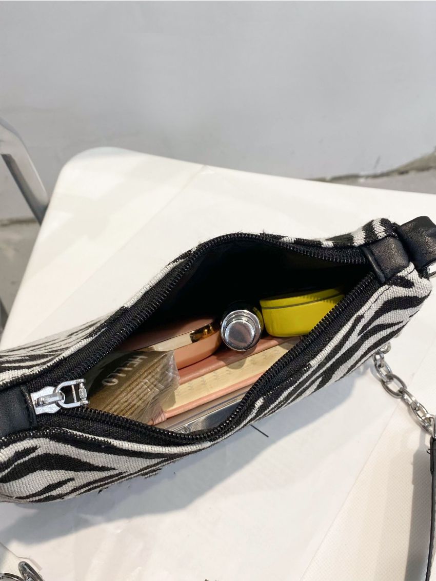 Zebra Striped Baguette Bag