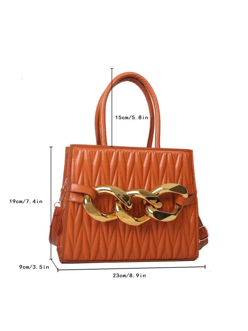 Quilted Pattern Chain Decor Square Bag