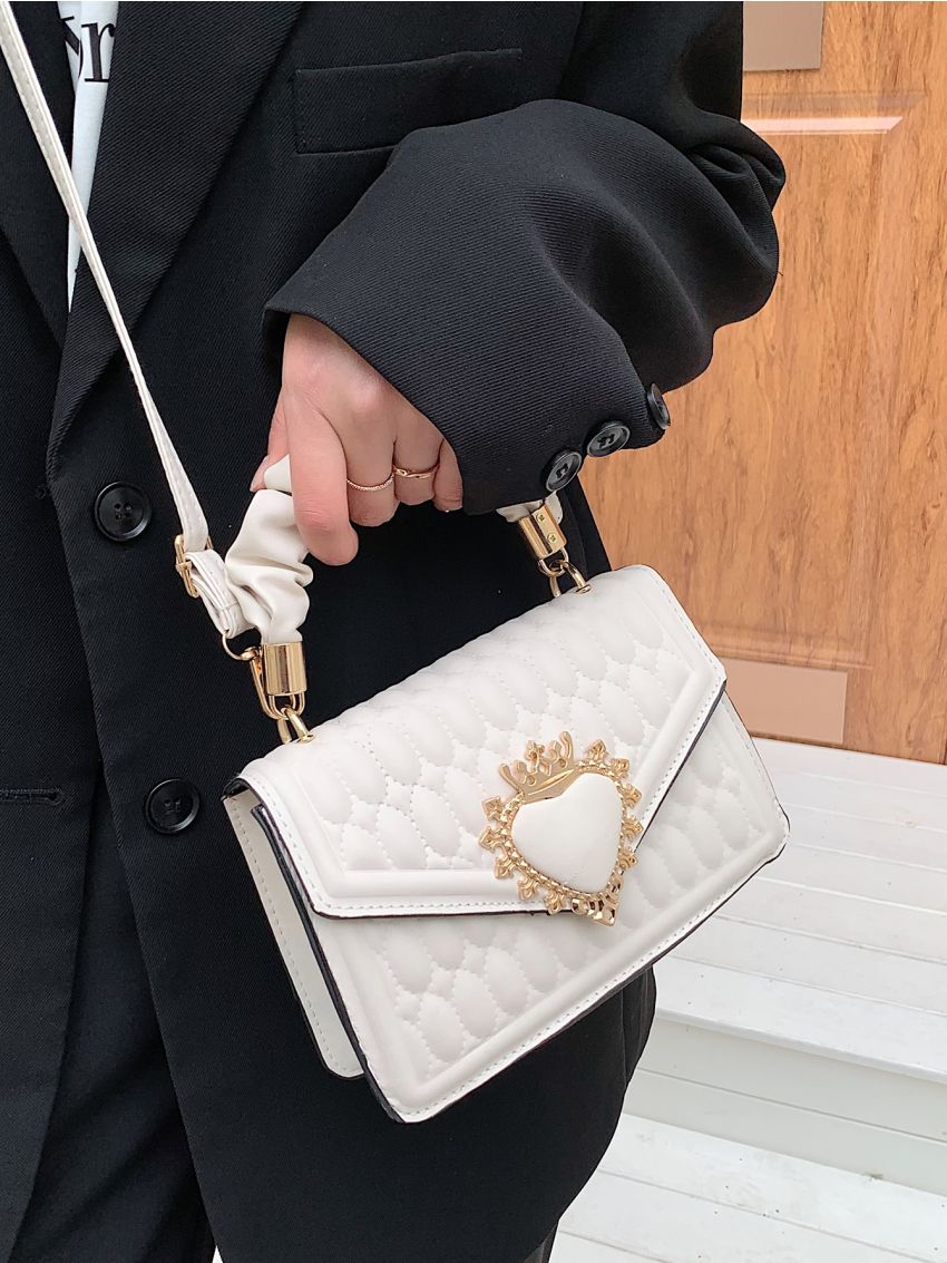 Crown & Heart Decor Flap Square Bag