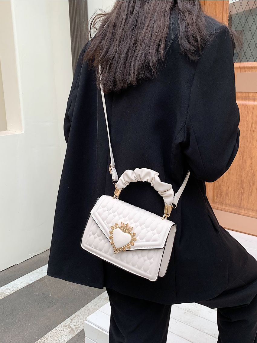 Crown & Heart Decor Flap Square Bag