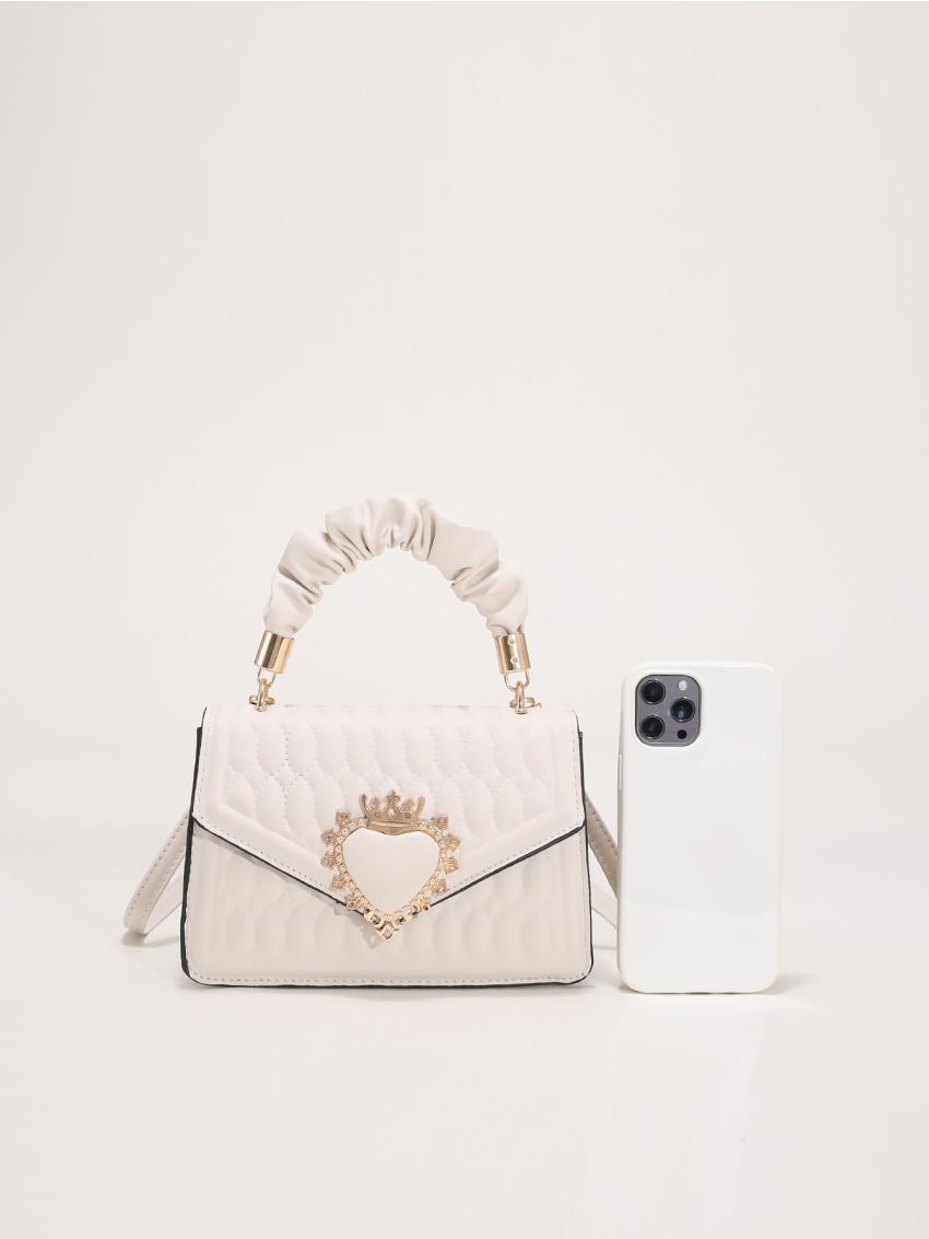Crown & Heart Decor Flap Square Bag