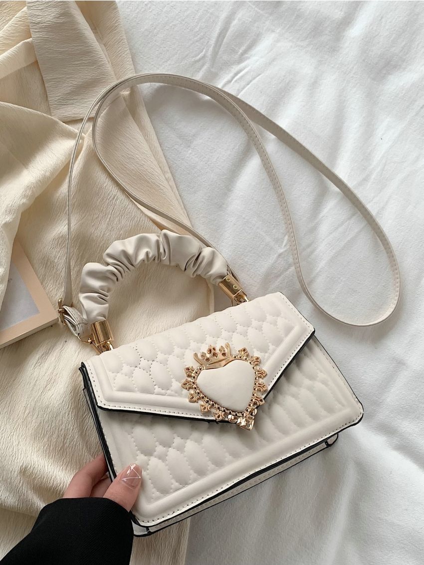 Crown & Heart Decor Flap Square Bag