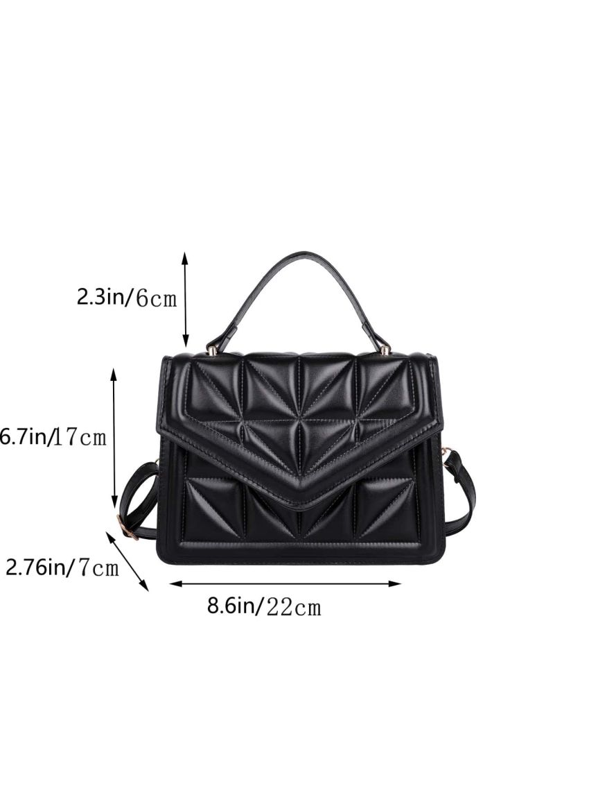 Quilted Flap Square Bag With Top Handle