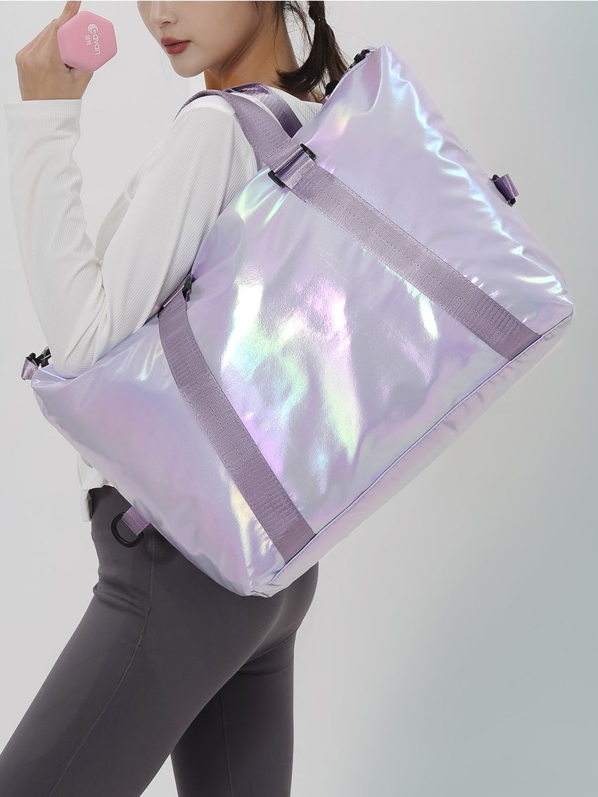 Holographic Double Zip Duffel Bag