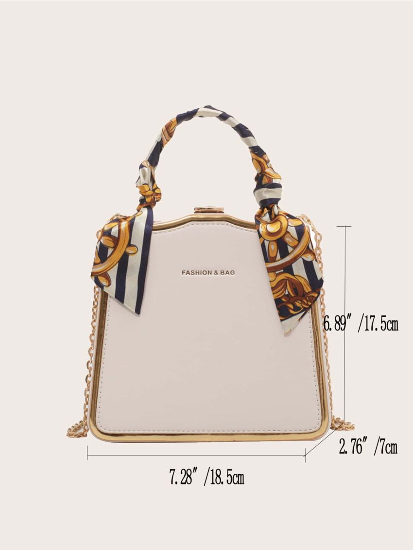 Mini Twilly Scarf Decor Contrast Binding Chain Box Bag