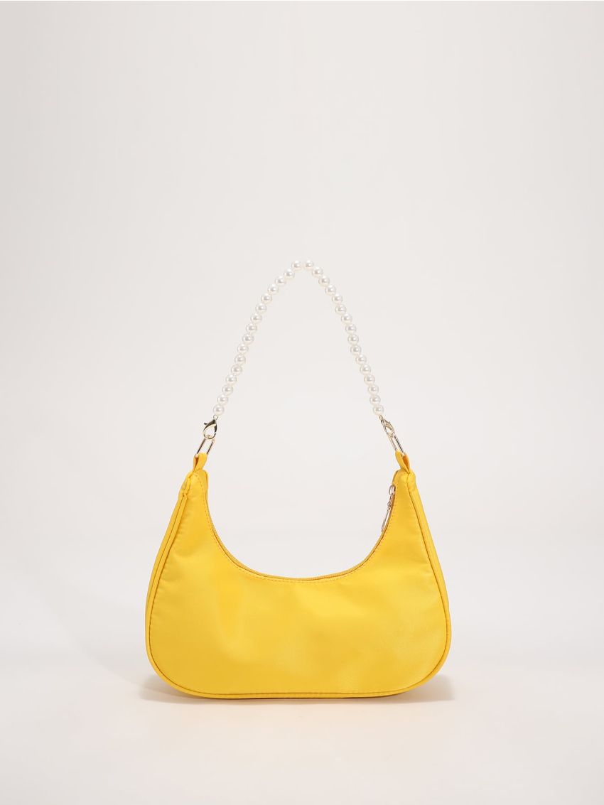 Minimalist Faux Pearl Decor Saddle Bag