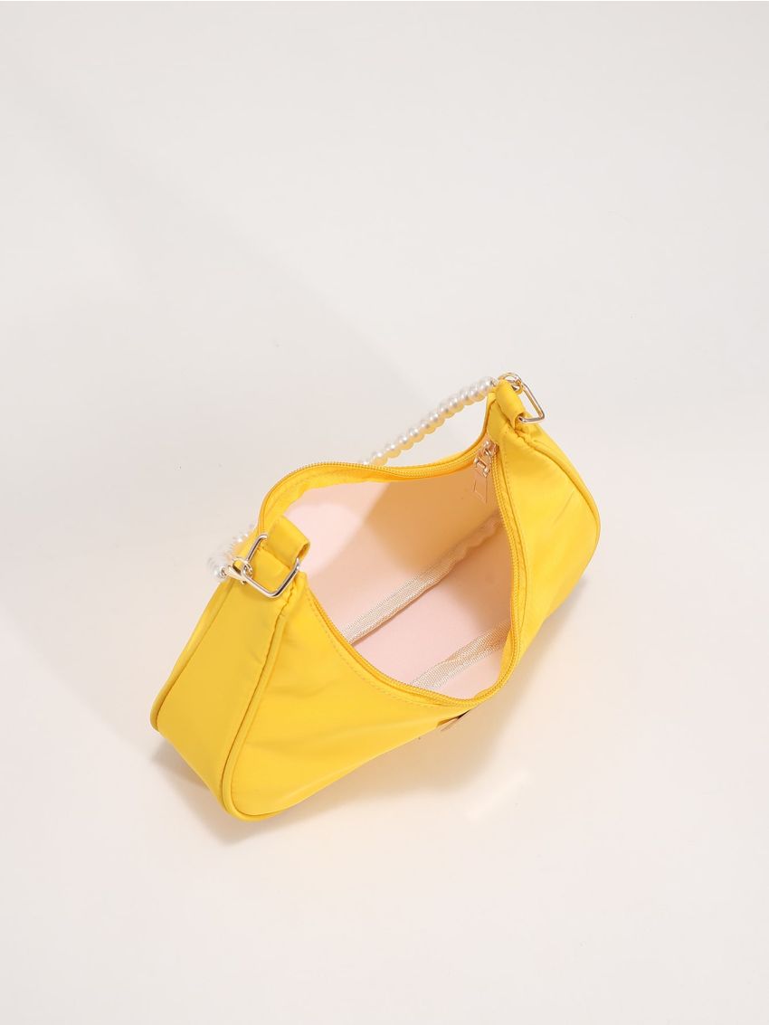 Minimalist Faux Pearl Decor Saddle Bag