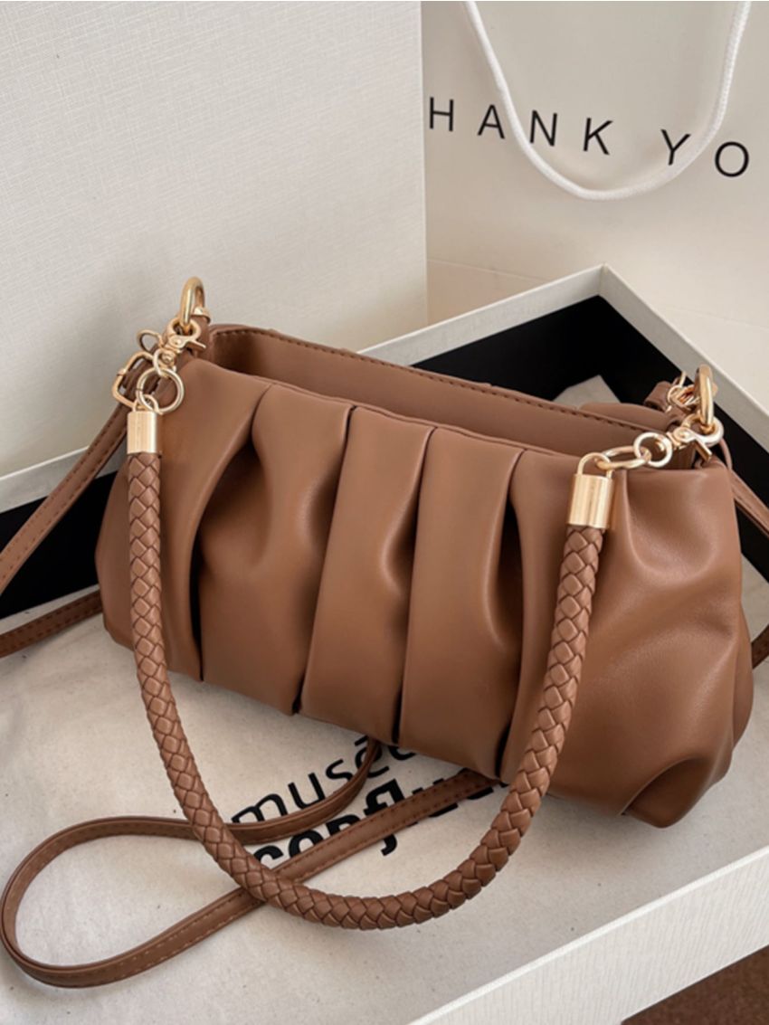 Minimalist Studded Decor Ruched Bag