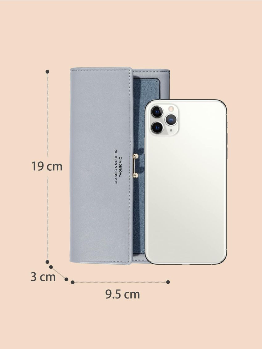 Letter Detail Two Tone Long Wallet