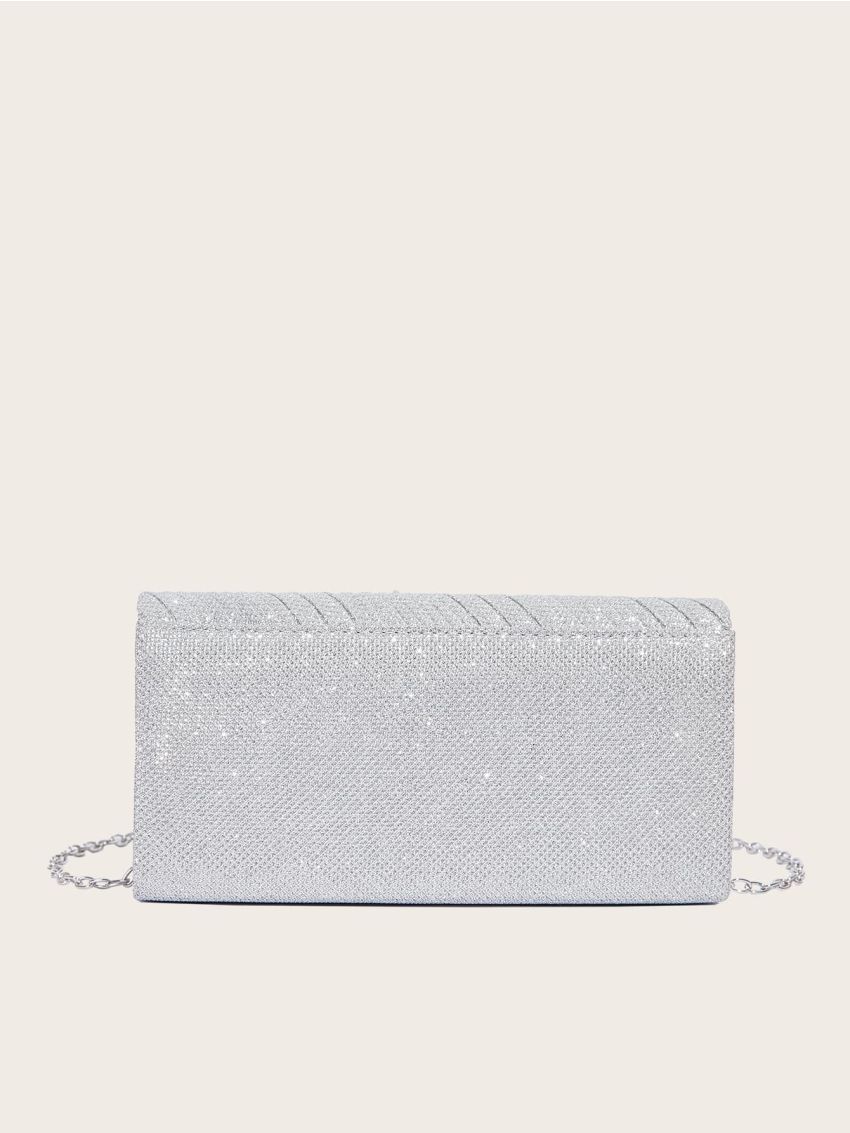Glitter Decor Flap Chain Square Bag