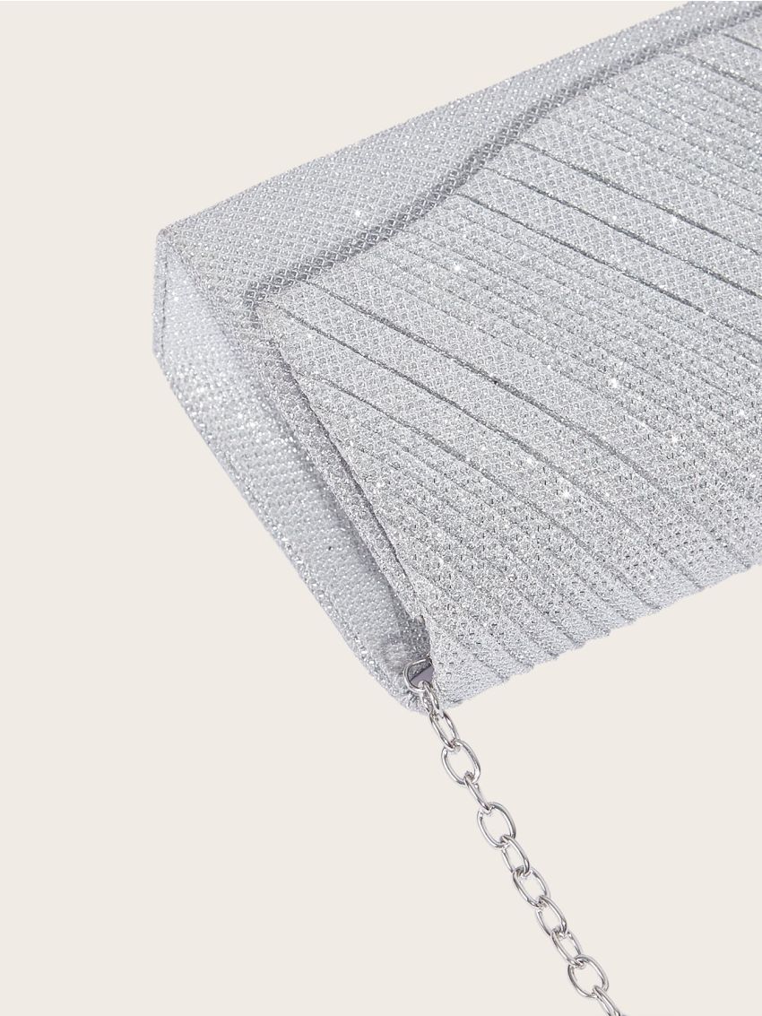 Glitter Decor Flap Chain Square Bag