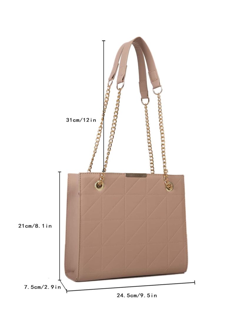 Quilted Pattern Chain Square Bag