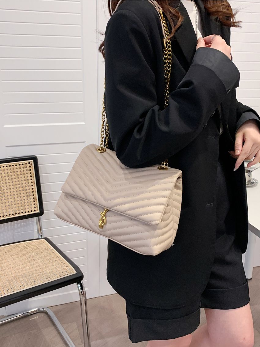 Chevron Metal Decor Square Bag