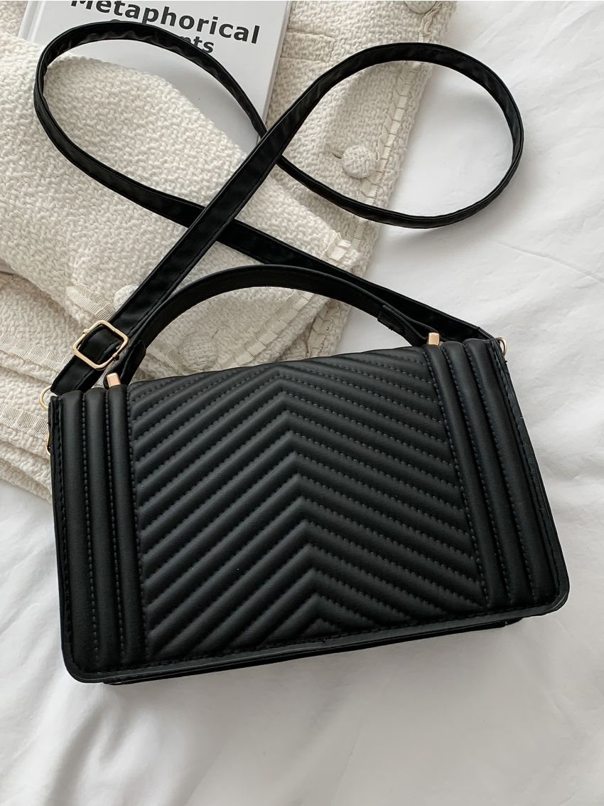 Chevron Pattern Flap Square Bag