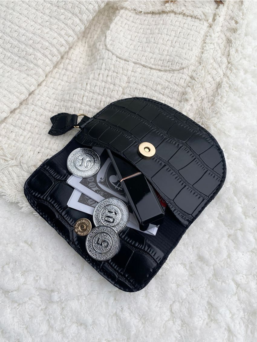 Crocodile Embossed Flap Coin Purse