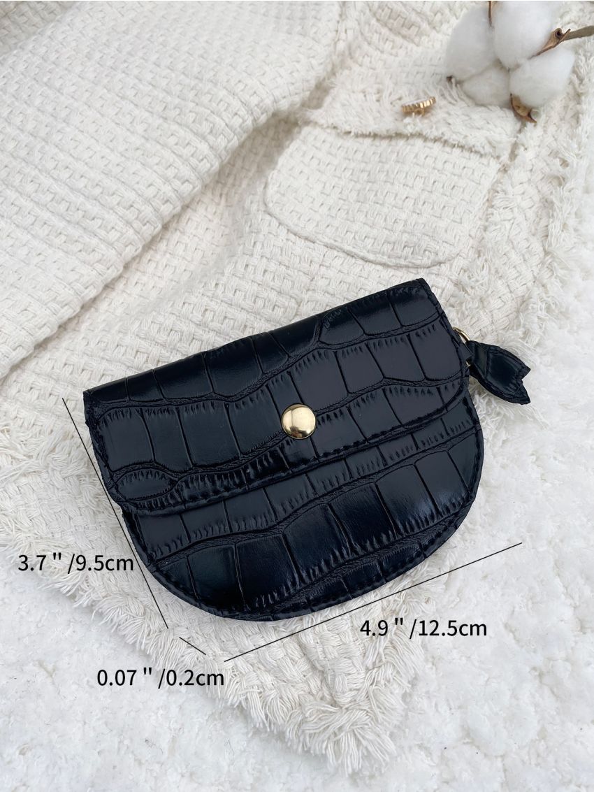 Crocodile Embossed Flap Coin Purse