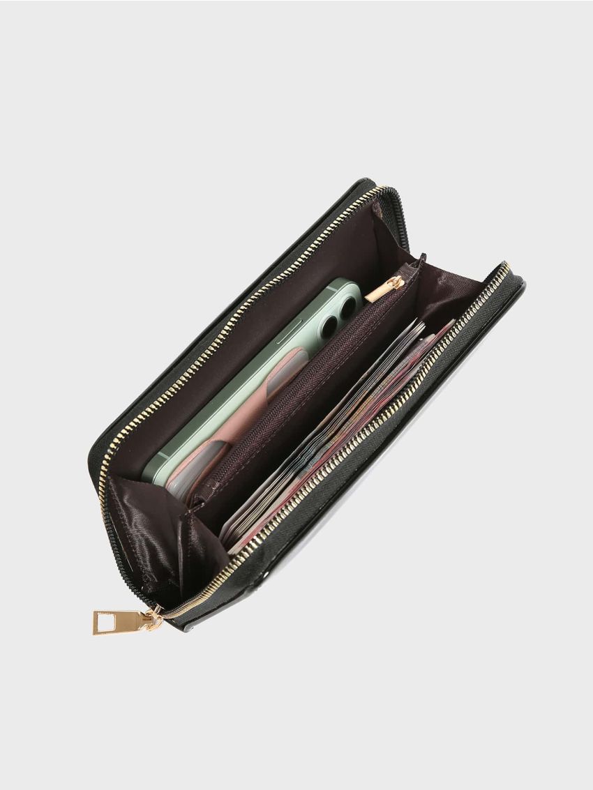 Artificial Patent Leather Long Wallet