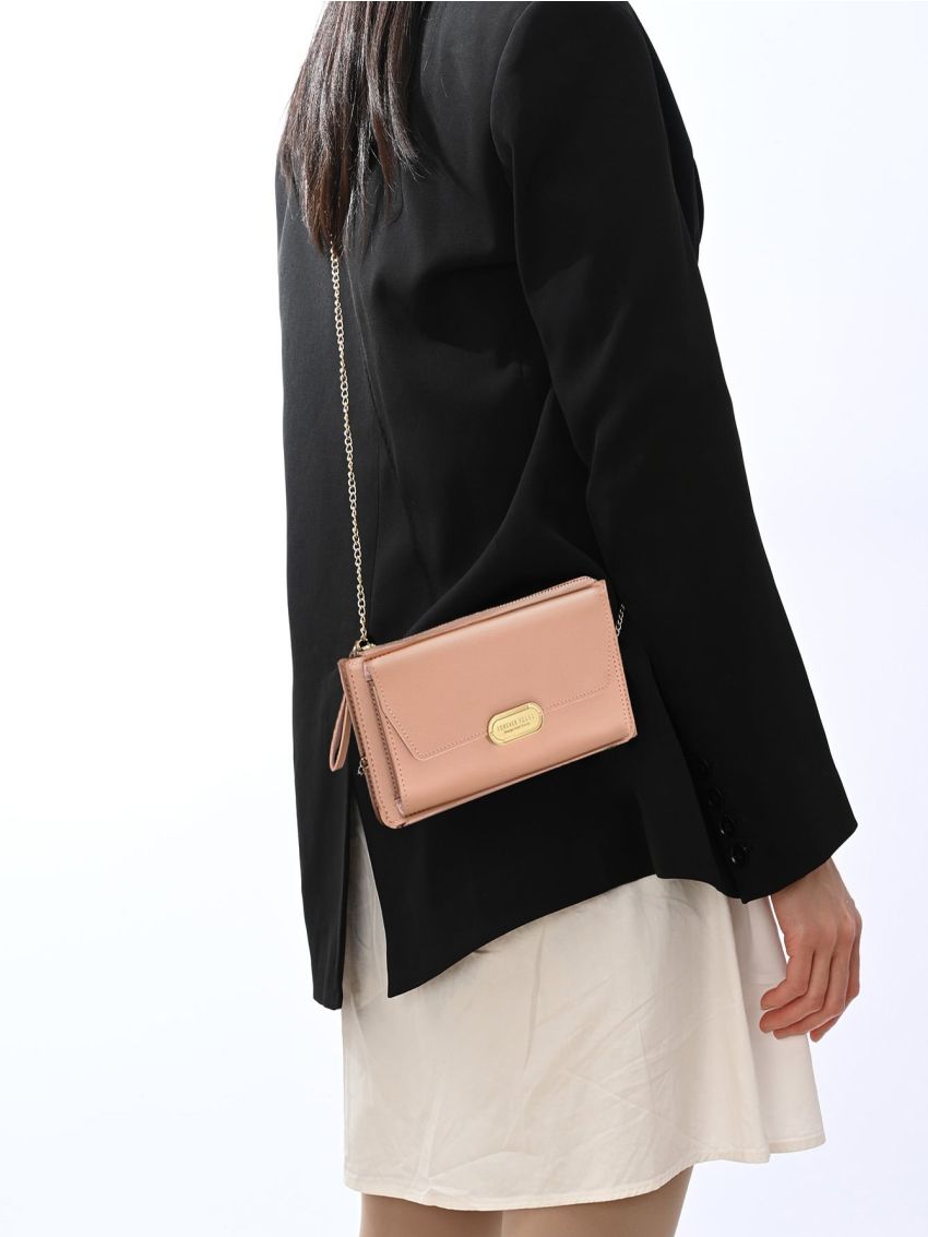 Letter Detail Flap Square Bag