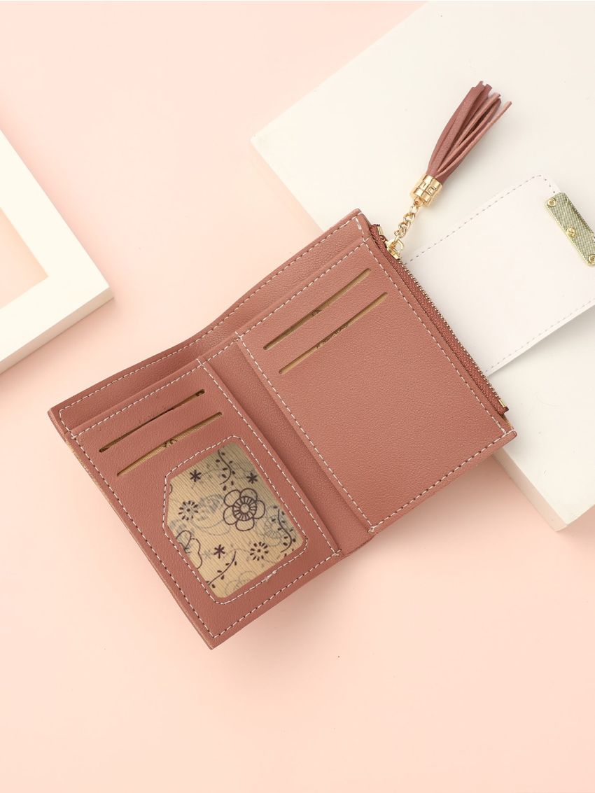 Tassel Decor Leaf Graphic Purse