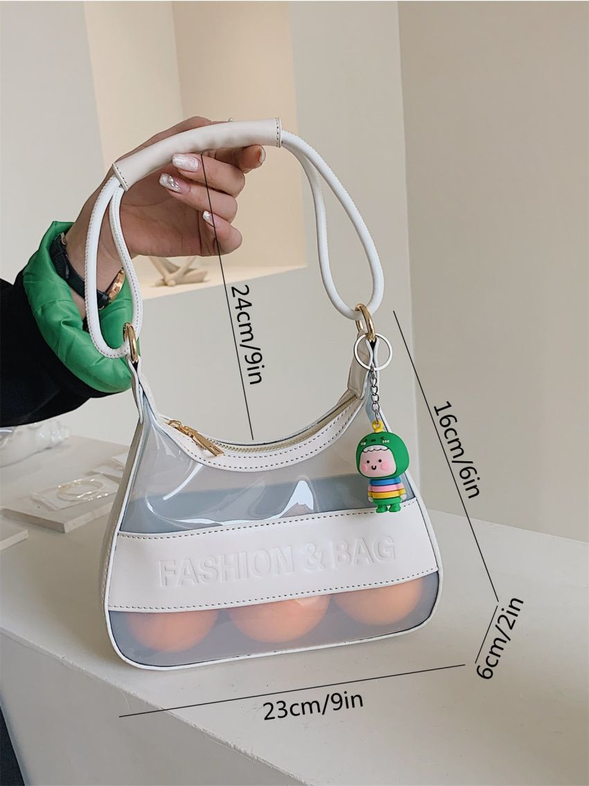 Letter Embossed Chain Saddle Bag