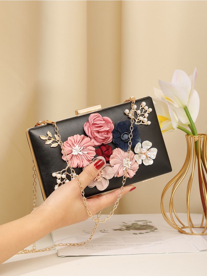 Mini Floral Decor Chain Box Bag
