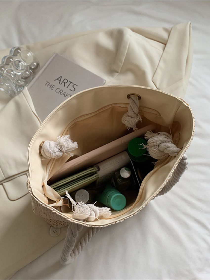 Flower Decor Shoulder Tote Bag