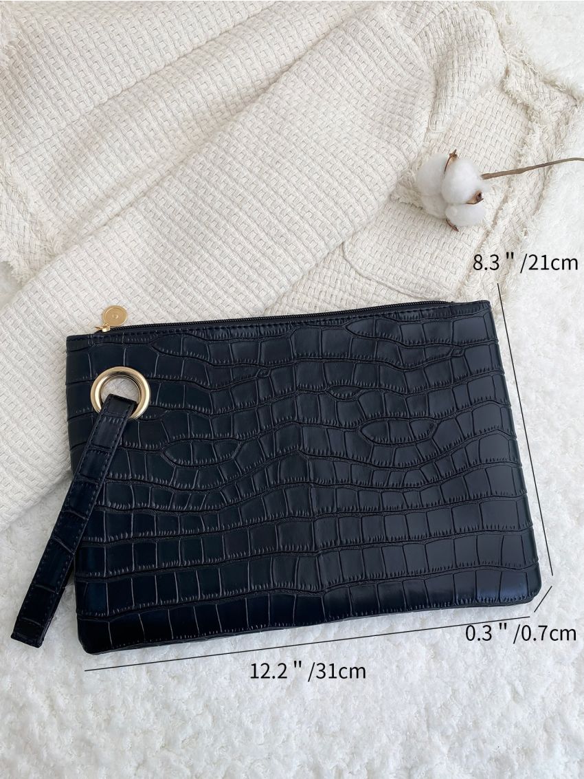 Crocodile Embossed Square Bag