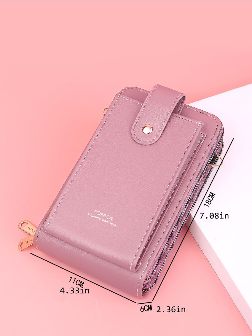 Letter Graphic Snap Button Phone Wallet