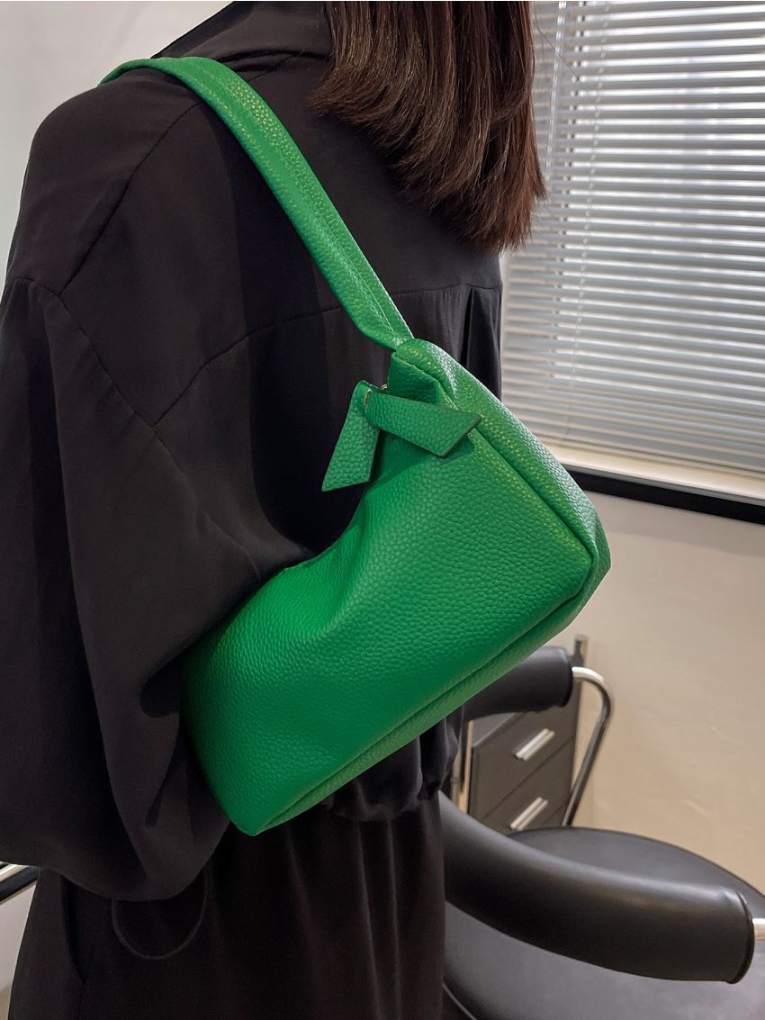 Litchi Embossed Baguette Bag