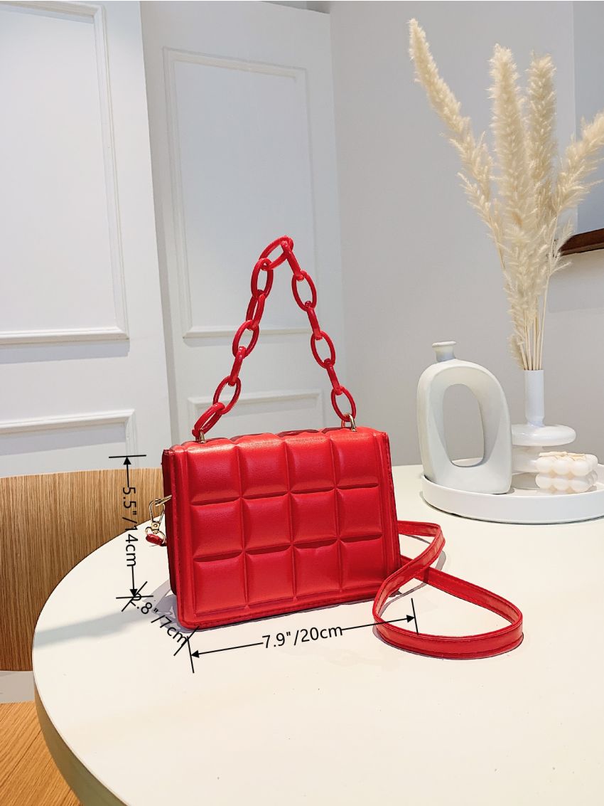 Mini Minimalist Embossed Chain Decor Crossbody Bag