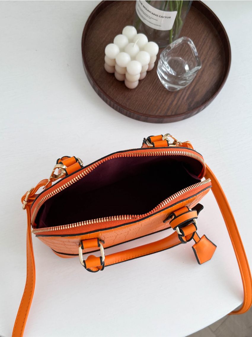 Crocodile Embossed Dome Bag