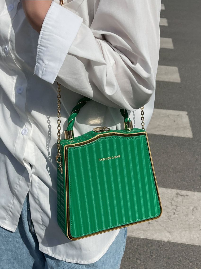 Mini Letter Graphic Contrast Binding Box Bag