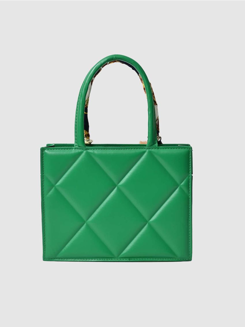 Twilly Scarf & Pom Pom Decor Square Bag