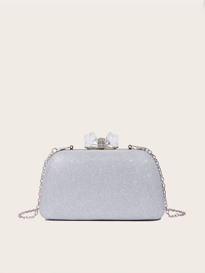 Glitter Rhinestone Decor Chain Box Bag