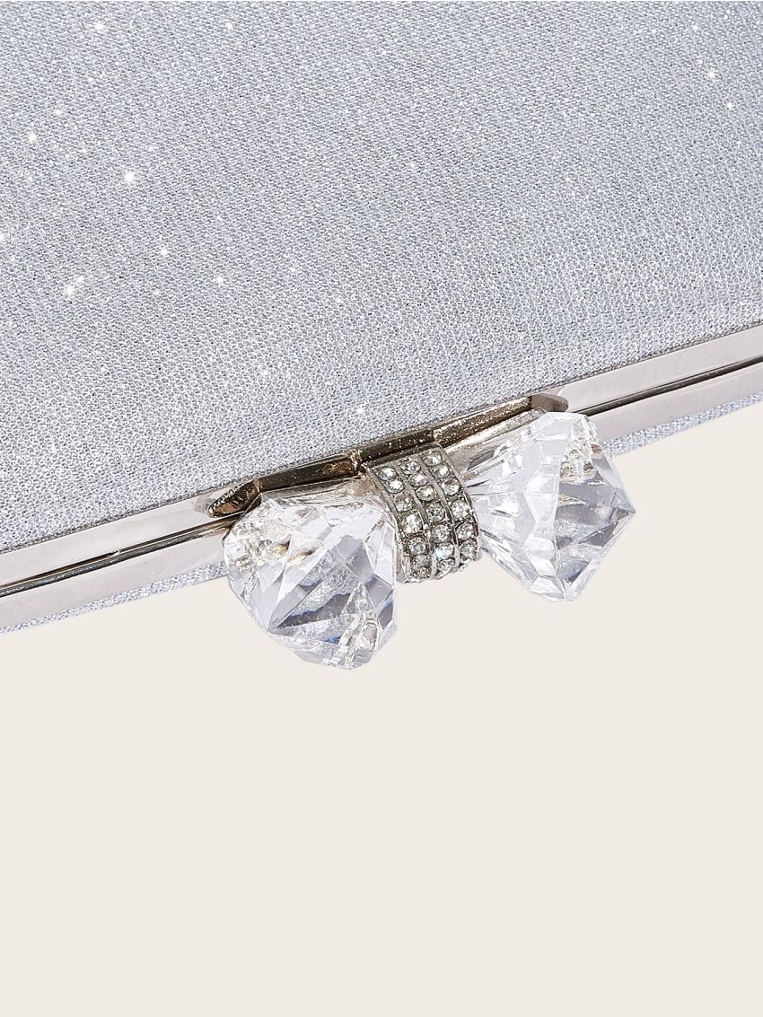 Glitter Rhinestone Decor Chain Box Bag