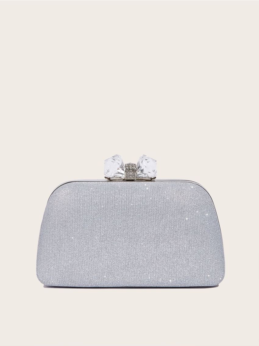 Glitter Rhinestone Decor Chain Box Bag