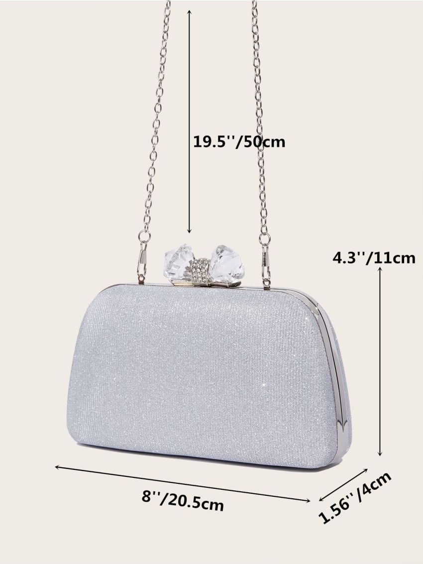 Glitter Rhinestone Decor Chain Box Bag