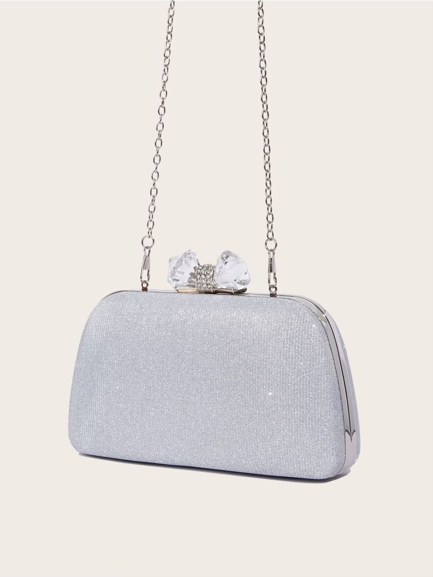 Glitter Rhinestone Decor Chain Box Bag